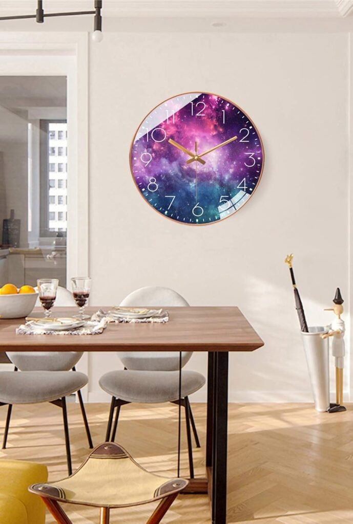 Stille kinder muurklok 25 cm met sterrenhemel design, niet-tikkende wandklok