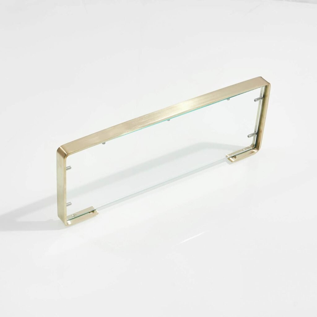 Glazen wandplank voor badkamer 45 cm in geborsteld goud