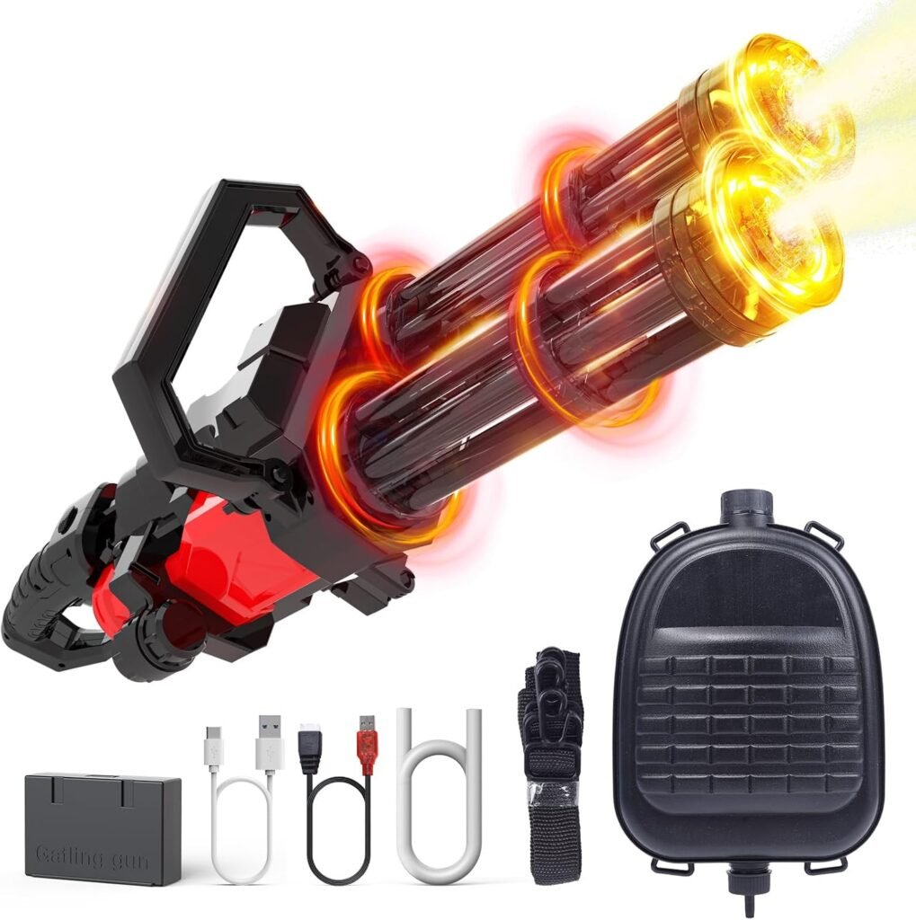 Elektrisch waterpistool met dubbele Gatling, licht- en geluidseffecten en 3000 ml watertank