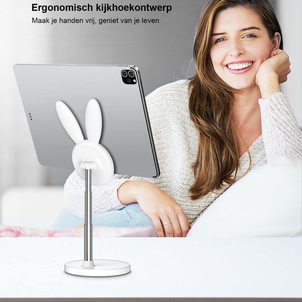Verstelbare telefoonhouder en tablethouder voor smartphones en tablets, handsfree en ergonomisch ontwerp