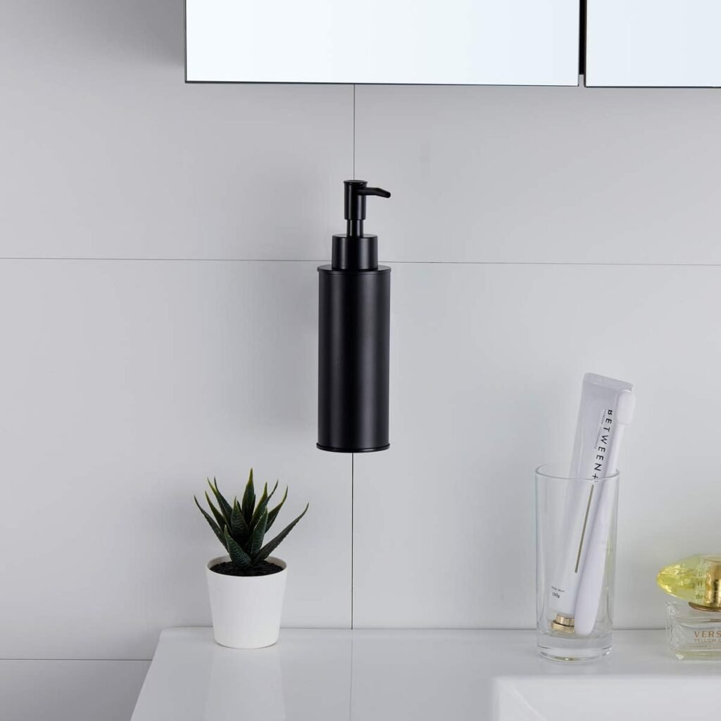 Zwarte RVS zeepdispenser voor wandmontage, ronde zeepdispenser voor badkamer en keuken