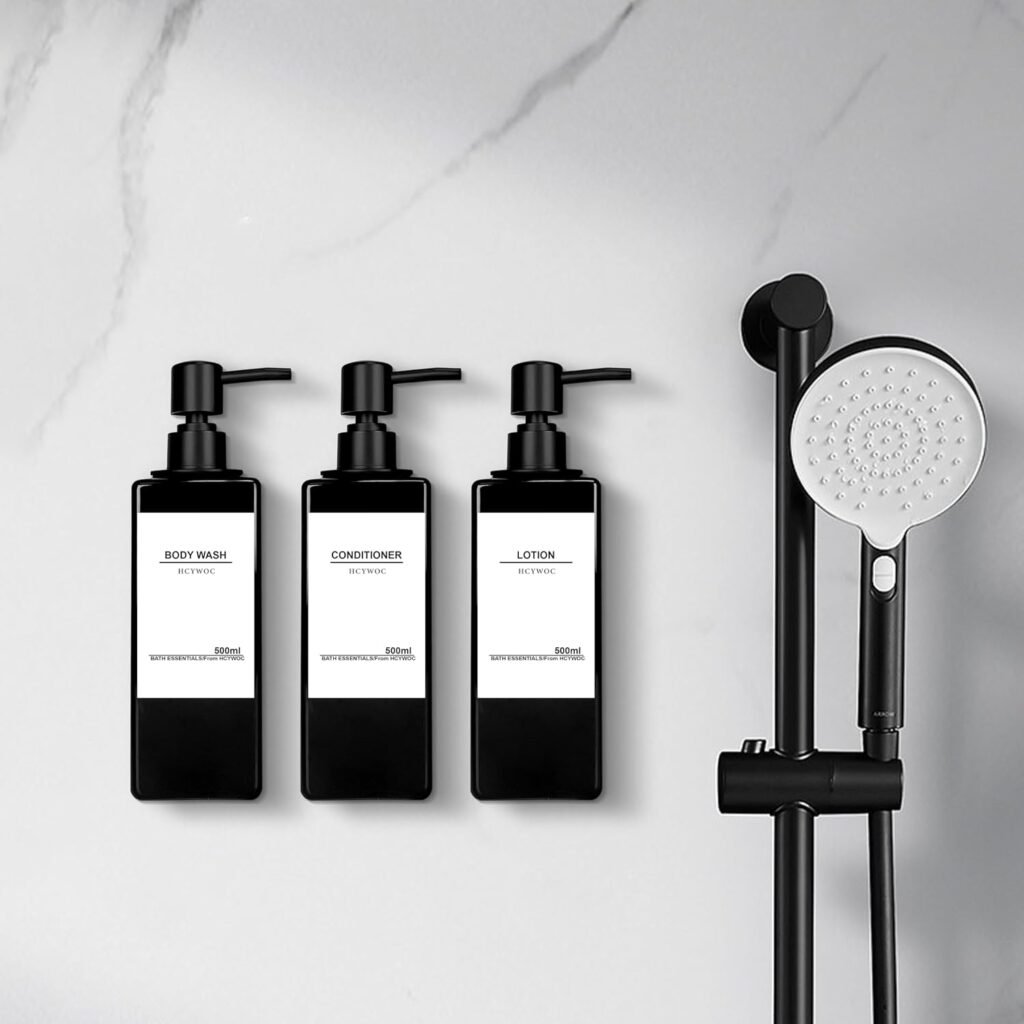 Shampoo dispenser met 3 compartimenten voor wandmontage zonder boren, voor shampoo en conditioner