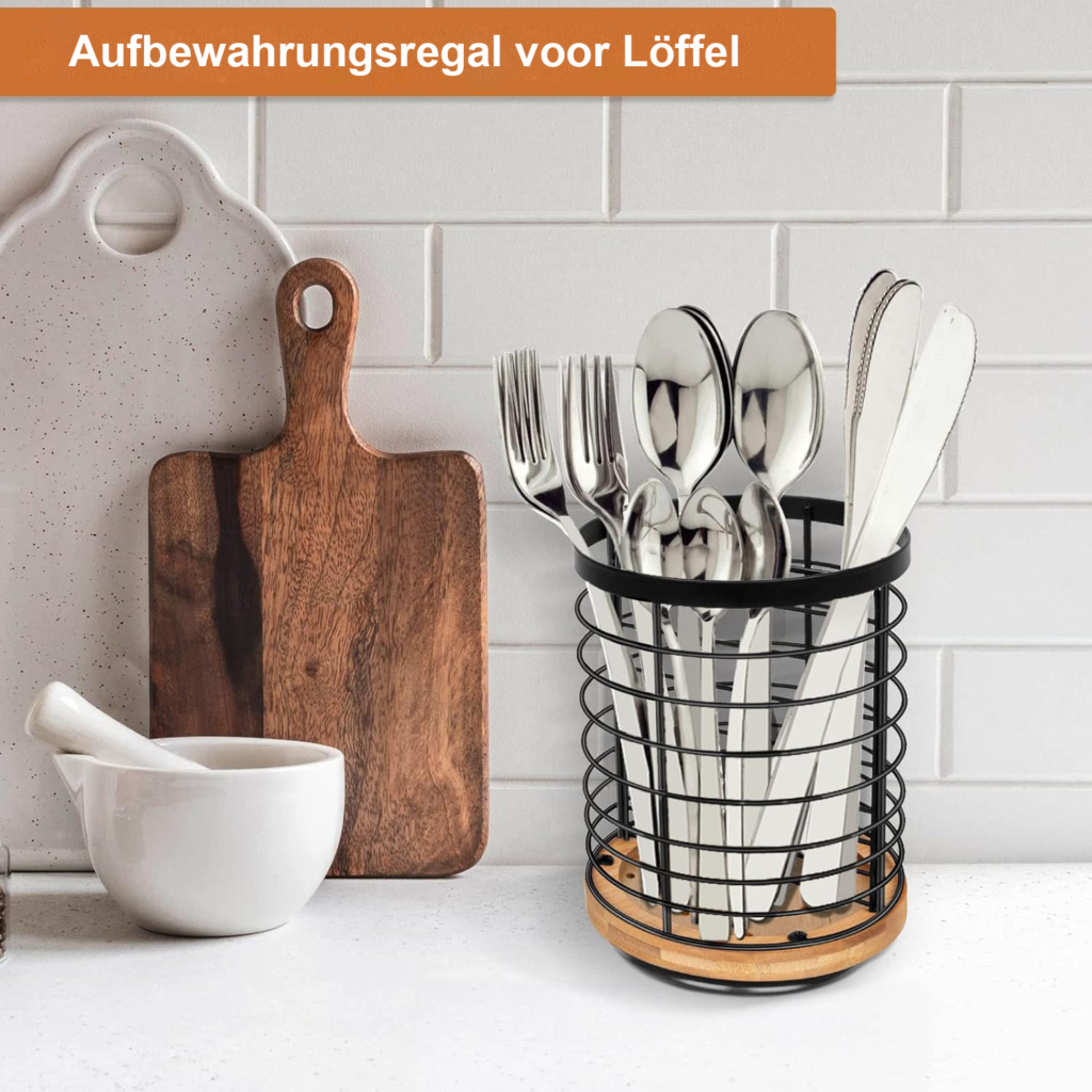 RVS keukengerei houder met ventilerend ontwerp