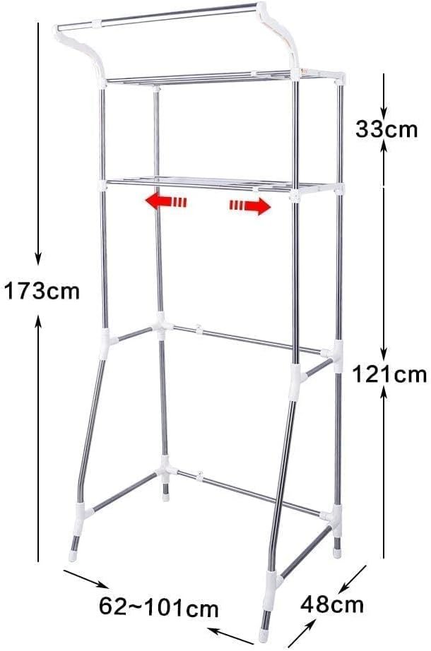 Opbergplank boven wasmachine met 2 planken, hangstang en verstelbare breedte in ivoor