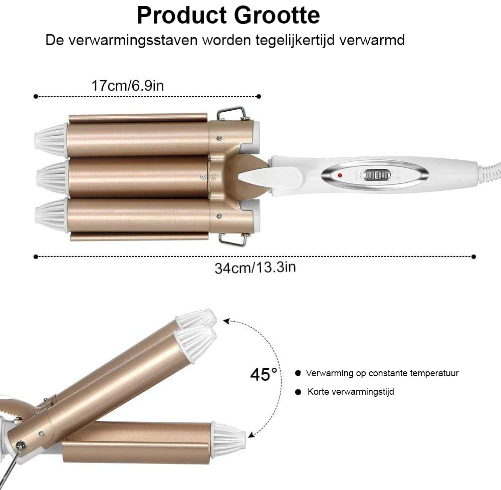 Toermalijn krulspelden set met handschoenen, professionele haarrollers voor glanzende krullen