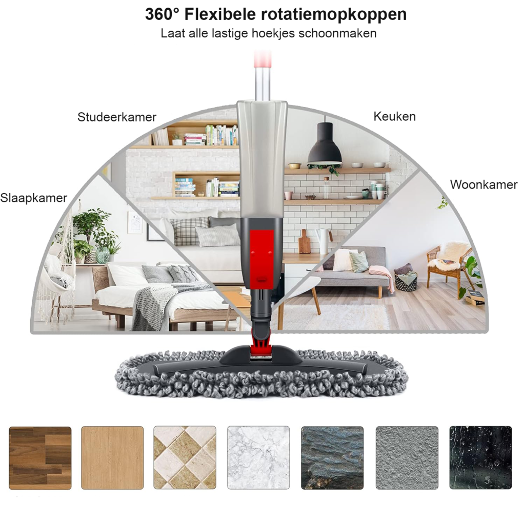 Multifunctioneel dweilsysteem met microvezeldweil voor verschillende vloeren