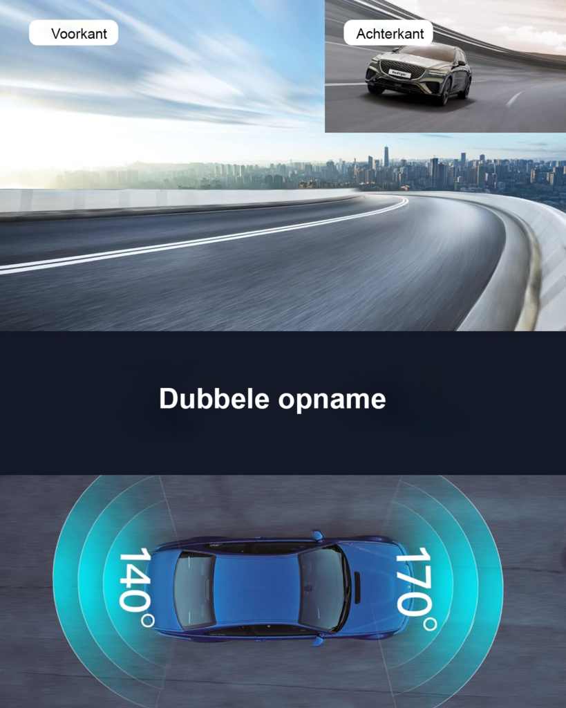 Full HD auto dashcam met LCD-display en dual-camera voor- en achteruitzicht