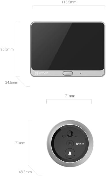 Video deurbel met camera, 2MP, 166° groothoek, PIR-sensor en 4,3 inch kleurenscherm