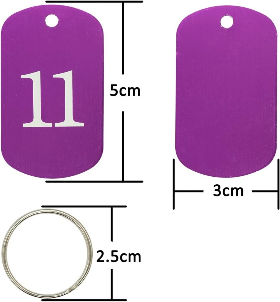 Aluminium nummerlabels met sleutelhangers voor sleutelorganisatie, set van 25, zilverkleurig