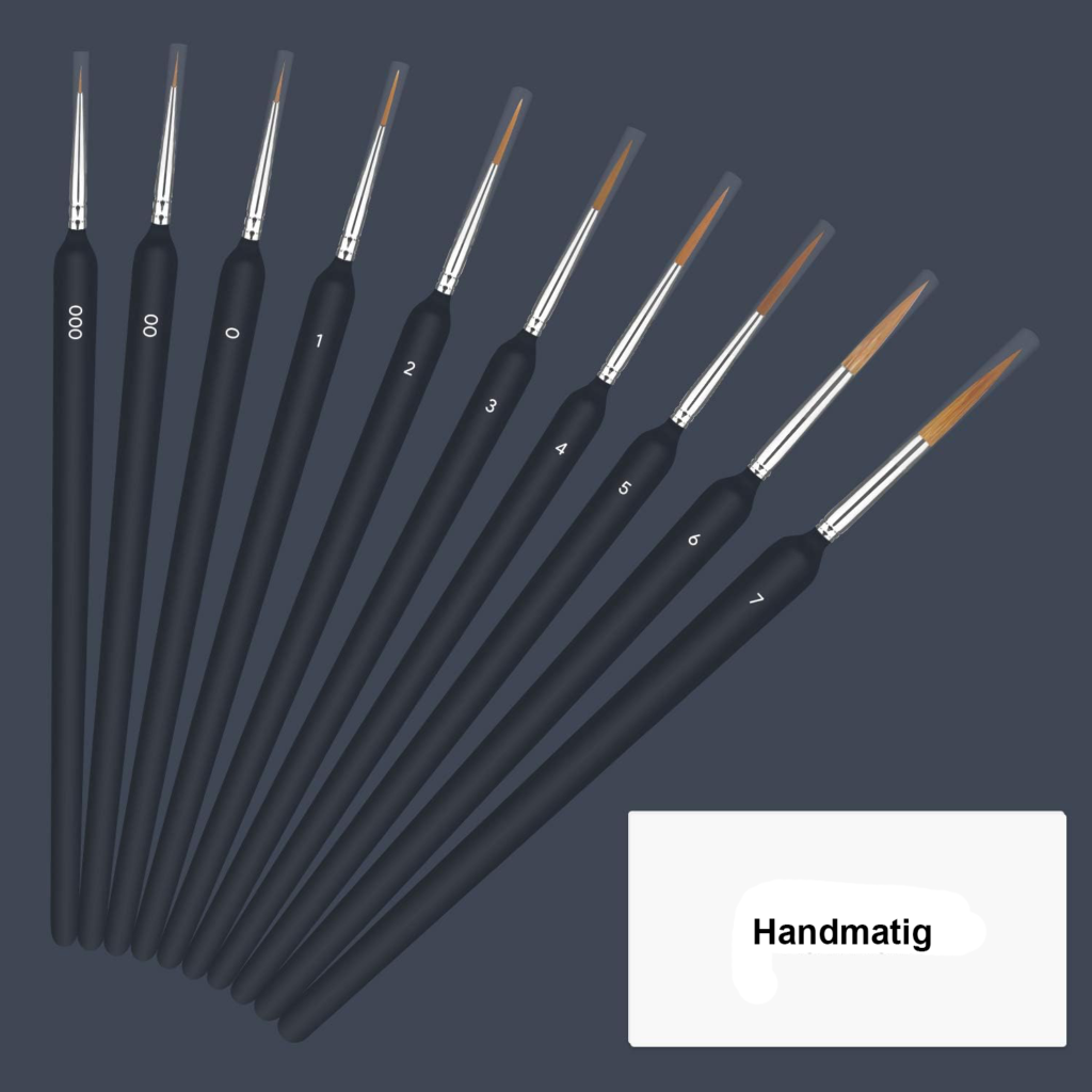 Schilderpenselen set voor acrylverf met nylon haren, 10-delig voor volwassenen en kinderen