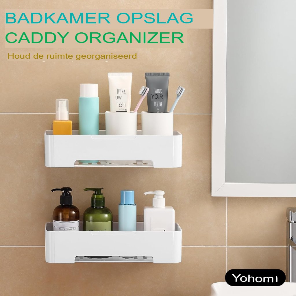 Zelfklevende shampoohouder en doucheplank voor badkamer zonder boren