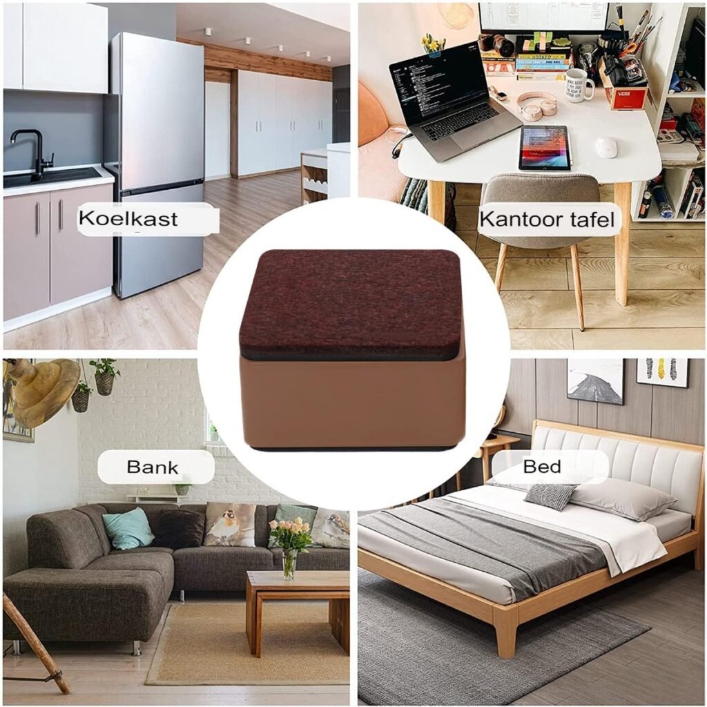 Zelfklevende bedverhogers van koolstofstaal, set van 4, voor extra opbergruimte onder het bed