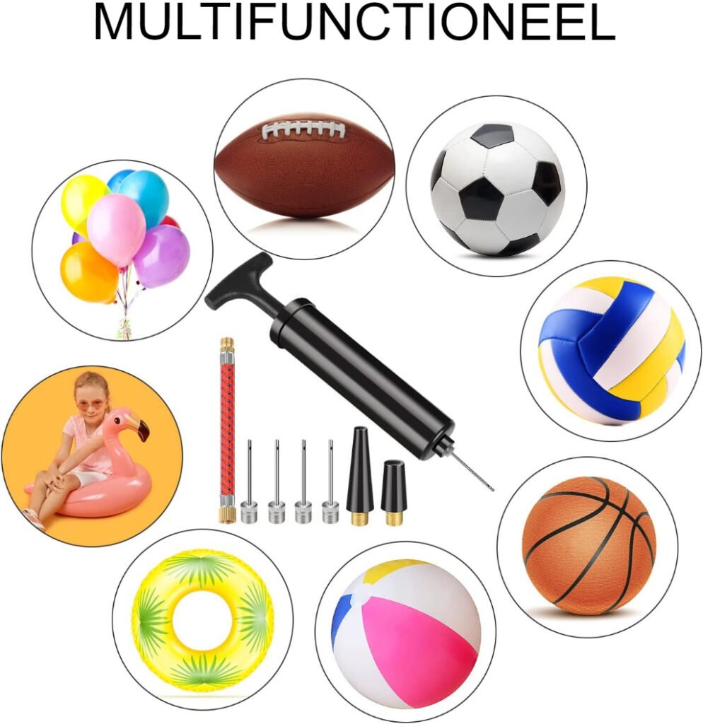 Ballenpomp set met naalden en mondstukken voor sportballen en opblaasbare artikelen