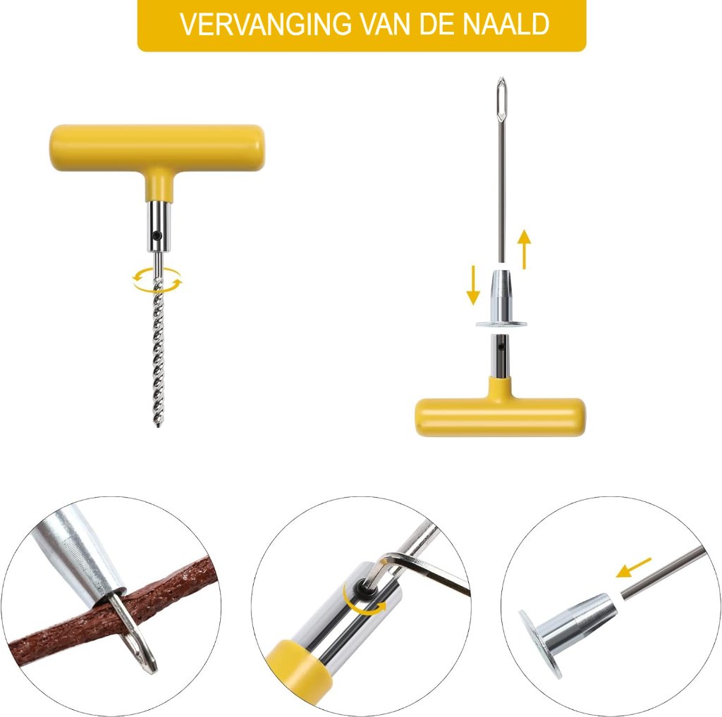 Bandenreparatieset auto met bandenspanningsmeter voor reparatie van lekke banden