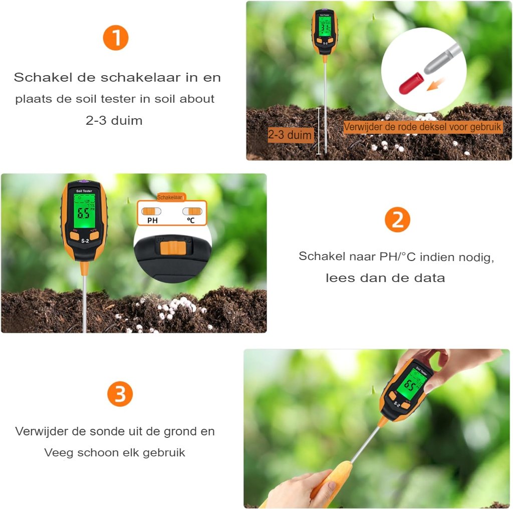 Plantenvochtmeter met temperatuur- en omgevingsvochtigheidsmeting voor buitenplanten
