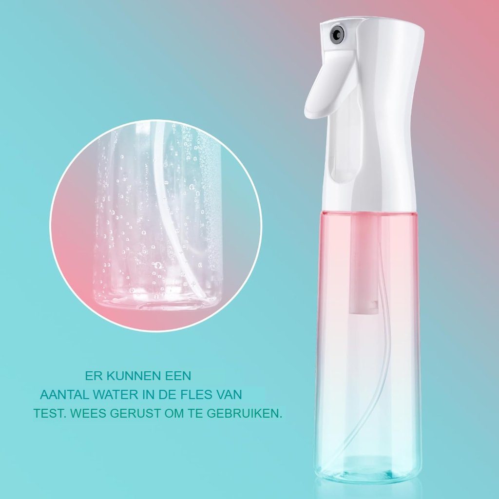 Multifunctionele haarsprayfles 300 ml met fijne mist en 360 graden rotatie, transparant voor haarverzorging en plantenbeneveling