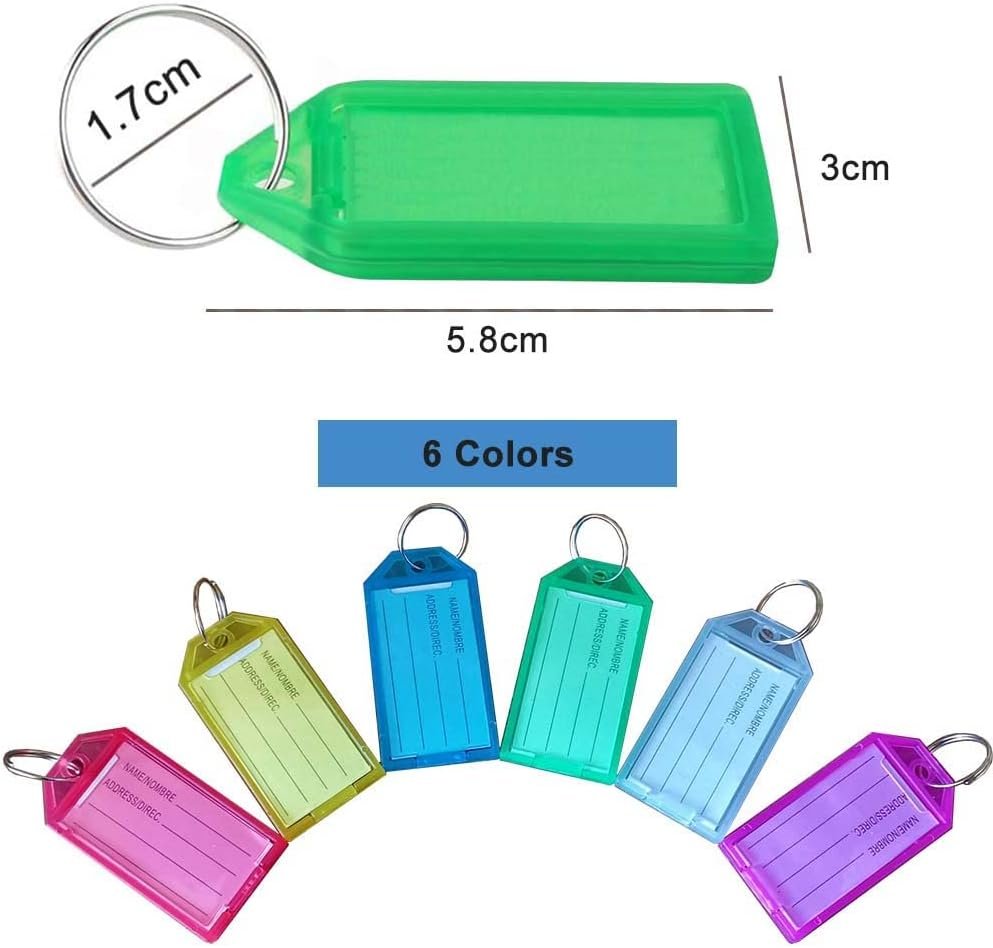 Sleutelhangers met Labels - Schrijfbare Sleutellabels voor Organisatie - Sleutelbos Accessoires - Set van 60 Stuks