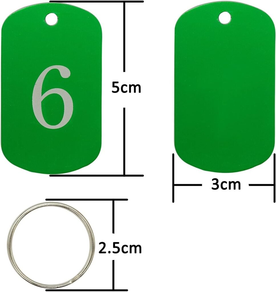 Aluminium gegraveerde nummerlabels en sleutelhangers set 1-10, personaliseerbare ID-tags voor sleutelorganisatie
