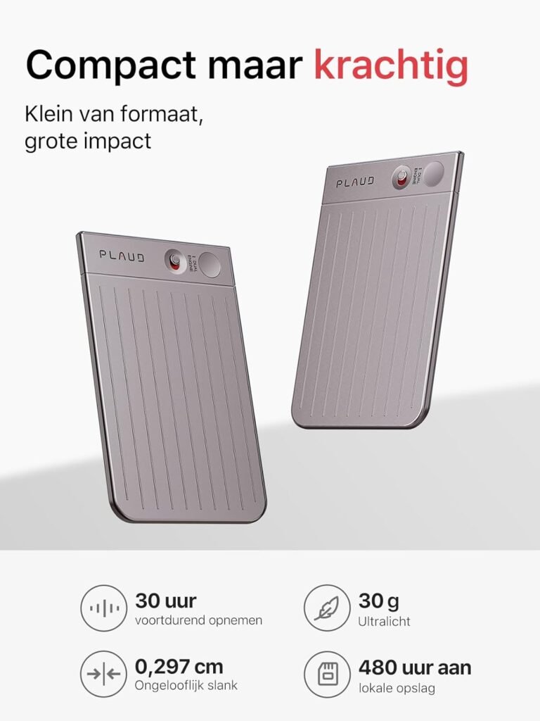Digitale AI voice recorder 64GB met transcriptie en ruisonderdrukking voor opnames