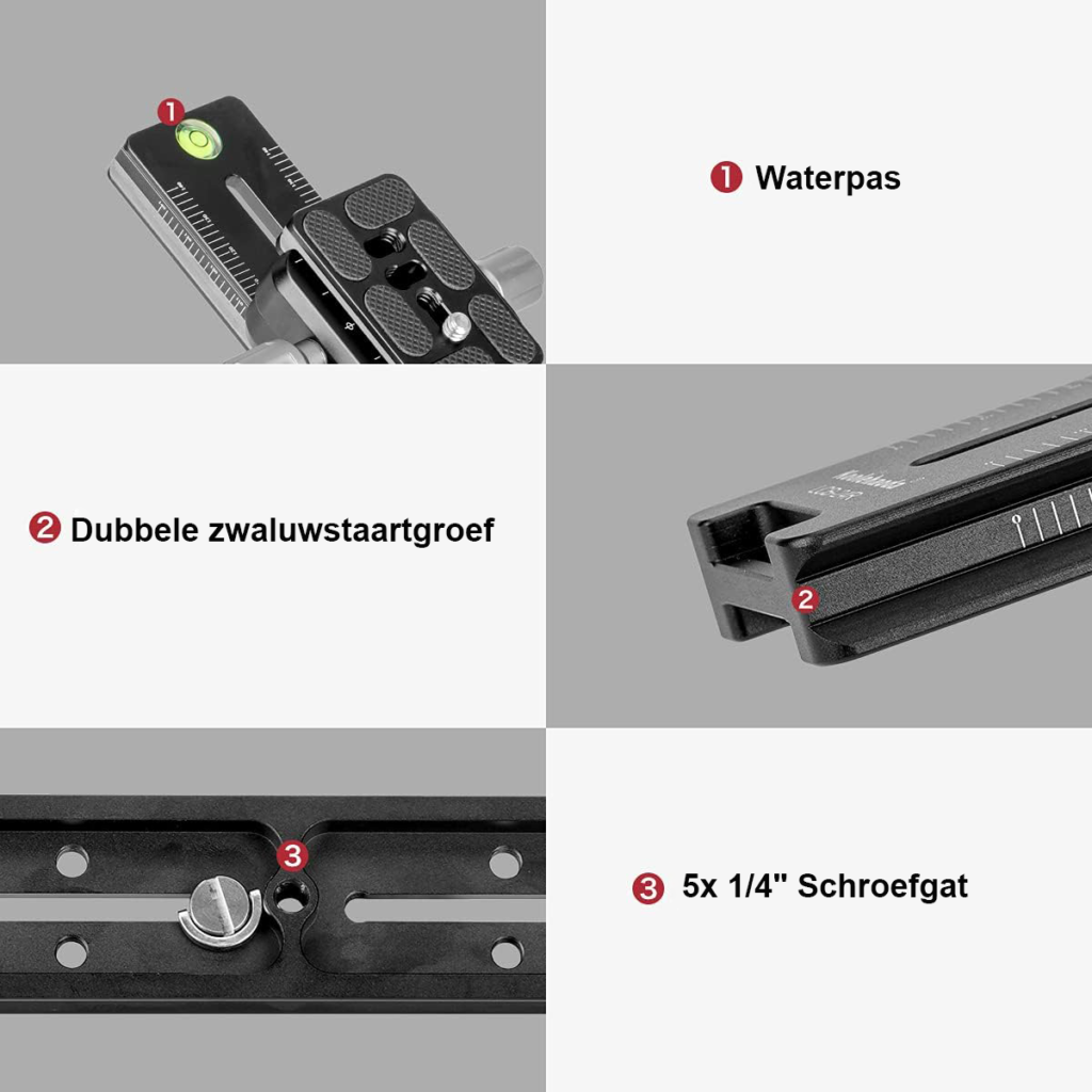 240mm nodal slide rail camera beugel met quick release klem en Arca-Swiss compatibiliteit