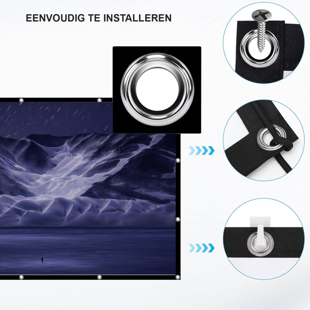 100 inch projectiescherm 16:9 vouwbaar en dubbelzijdig voor Full HD, 3D en 4K thuisbioscoop en buitenbioscoop