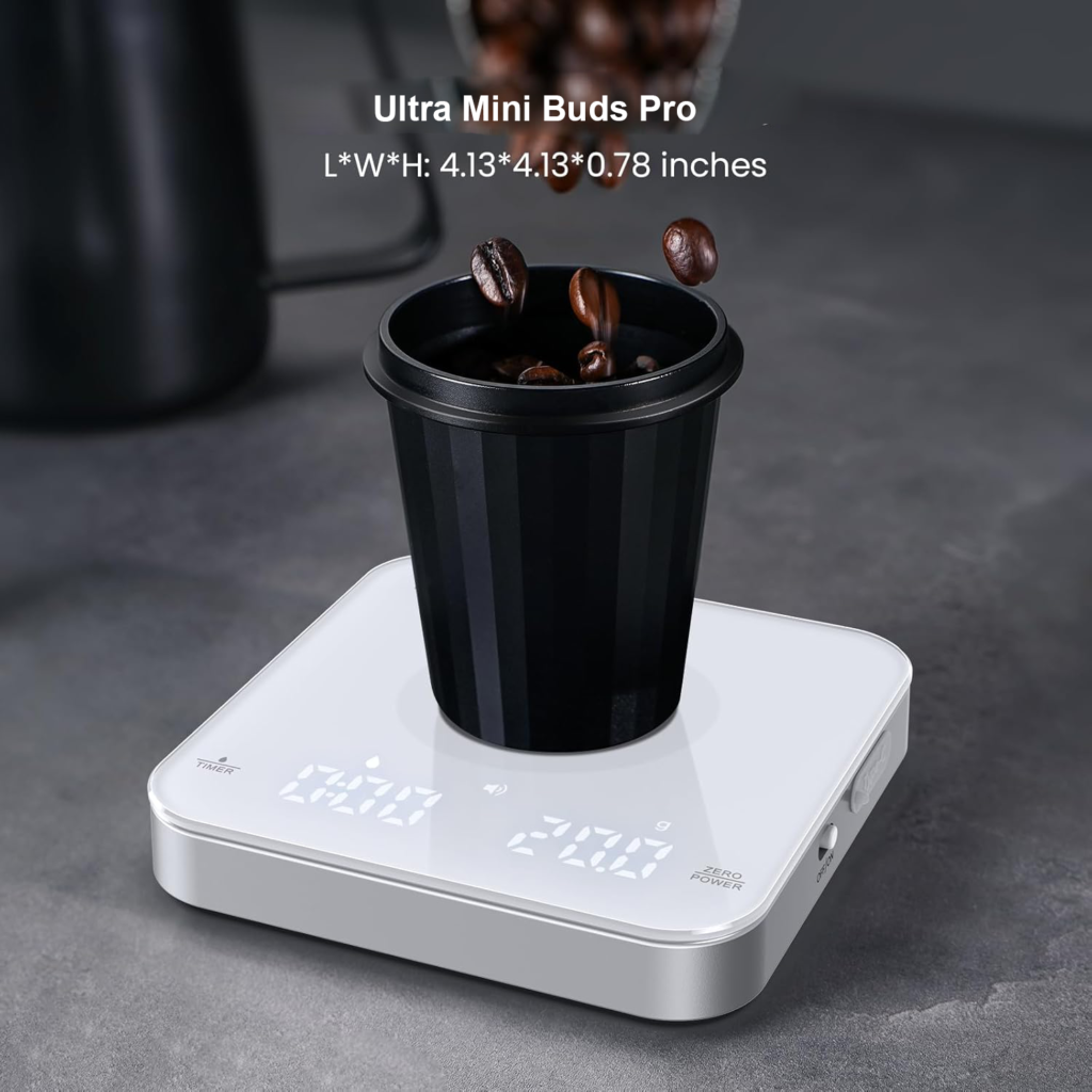 Digitale espressoweegschaal met timer 2 kg en 0,01 g nauwkeurigheid, oplaadbaar en draagbaar