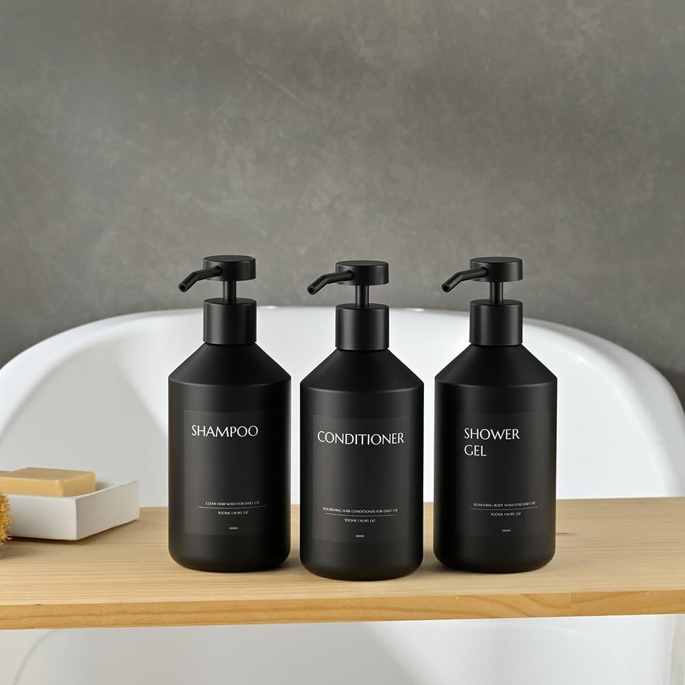 Set van 3 wand zeepdispensers 500 ml zonder boren voor keuken en badkamer zwart wit
