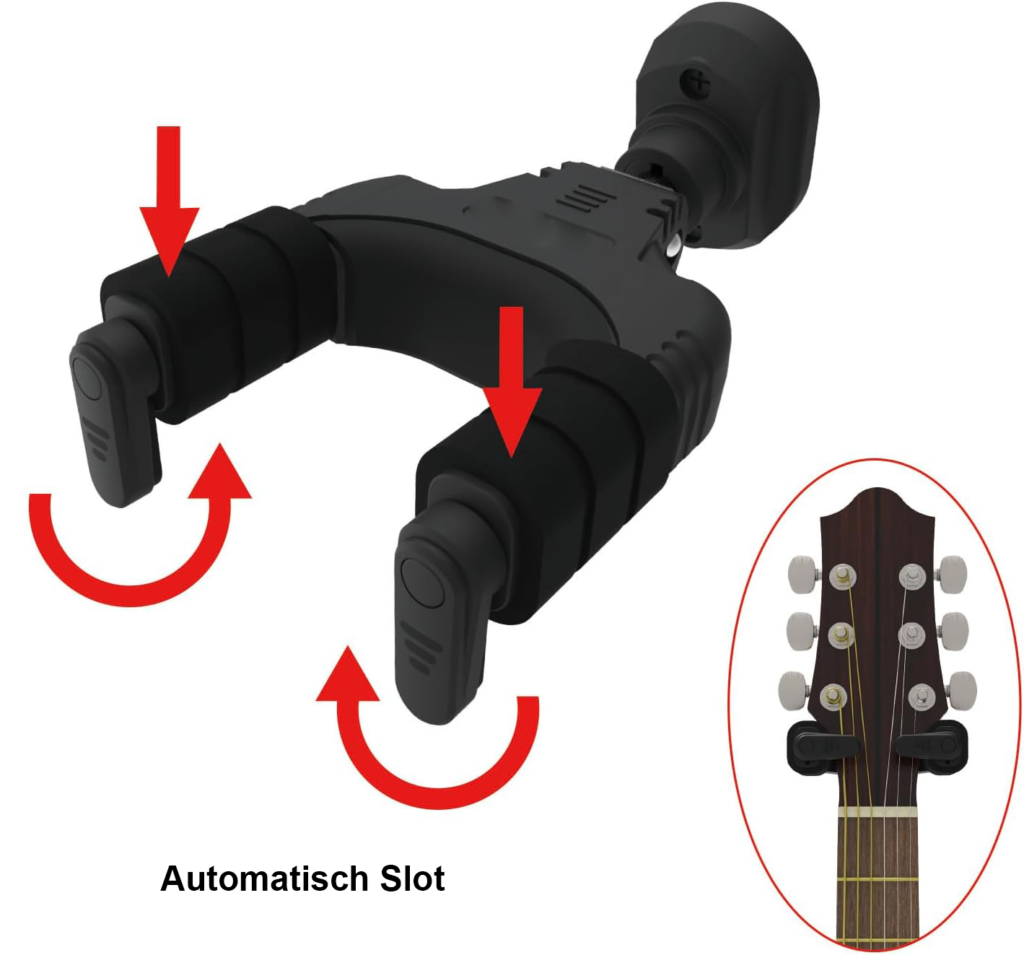 Gitaarhanger met Gravity Auto-Lock wandmontage voor klassieke, akoestische en elektrische gitaar, mandoline en banjo