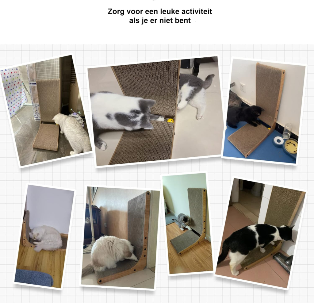 Kattenkrabmat L-vorm 42,5 cm met speelbal voor binnenkatten