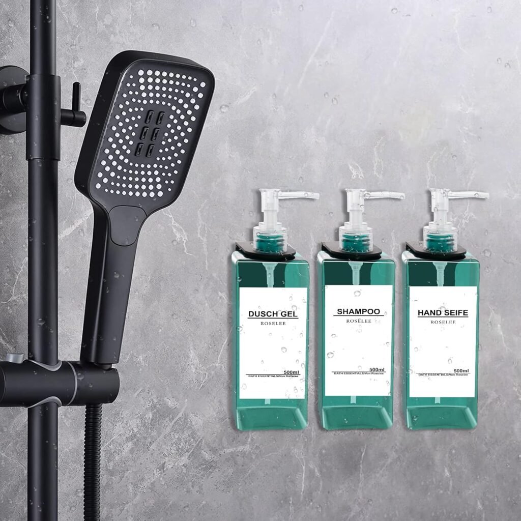 Wandmontage zeepdispenser set van 3, 500 ml, cyan, kunststof, zonder boren voor keuken en badkamer