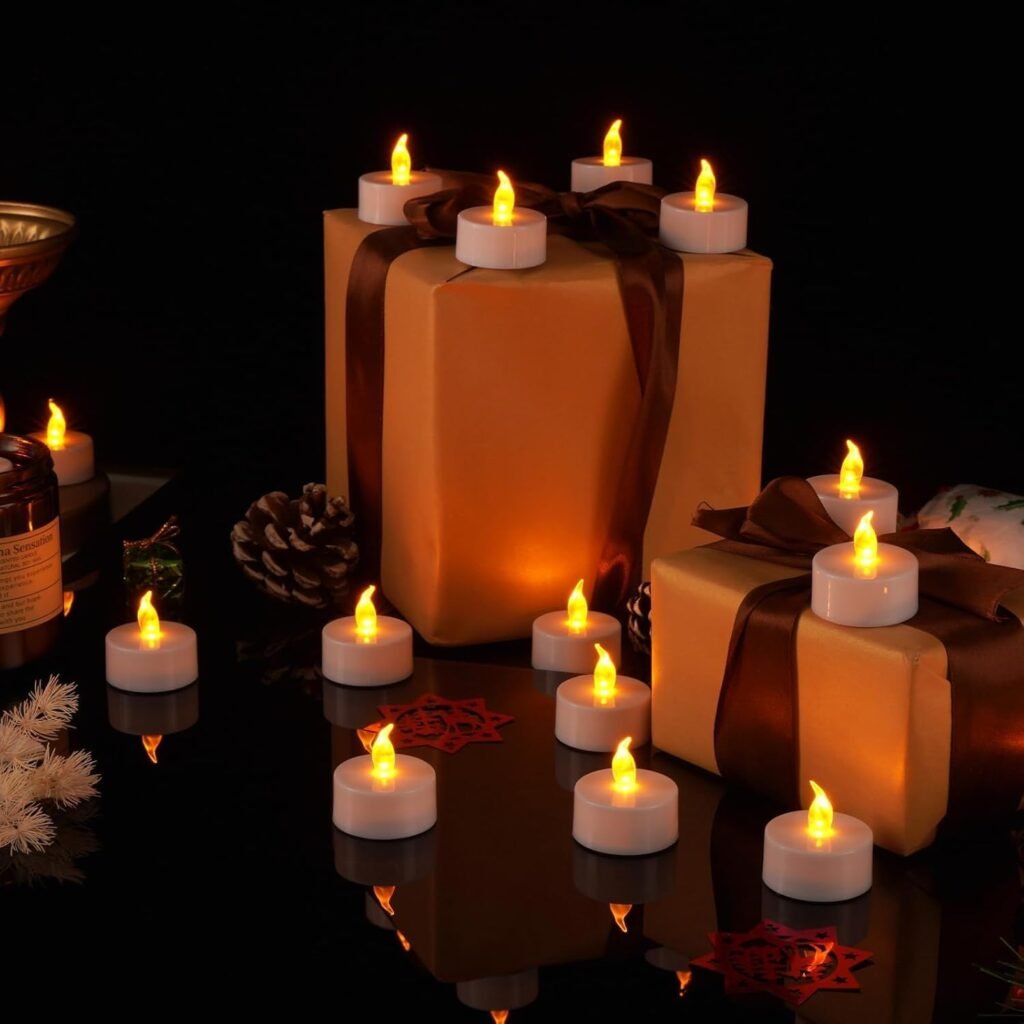 Set van 50 LED waxinelichtjes met flikkerend geel licht voor decoratieve sfeerverlichting