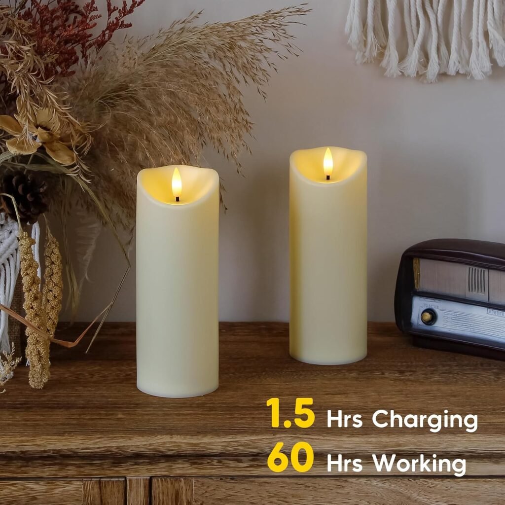Oplaadbare LED kaarsen set met afstandsbediening en timer, 2 stuks, warm wit licht