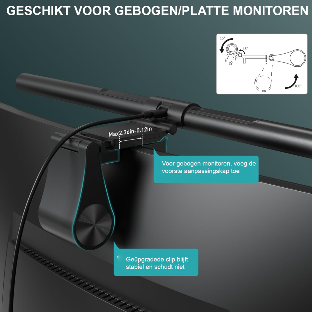 Monitorlamp 51 cm met afstandsbediening, USB schermlamp met dimfunctie en verstelbare kleurtemperatuur