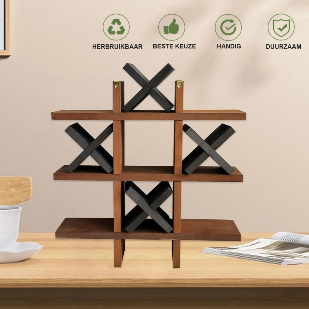 Houten toiletpapierhouder met plank, wandgemonteerd en decoratief wandrek voor badkamer en woonkamer