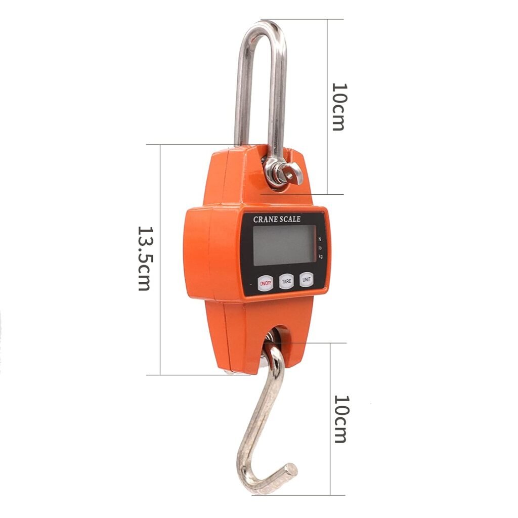 Digitale kraanweegschaal 300 kg met elektronische haak, oranje, voor boerderij, jacht, vissen en outdoor gebruik