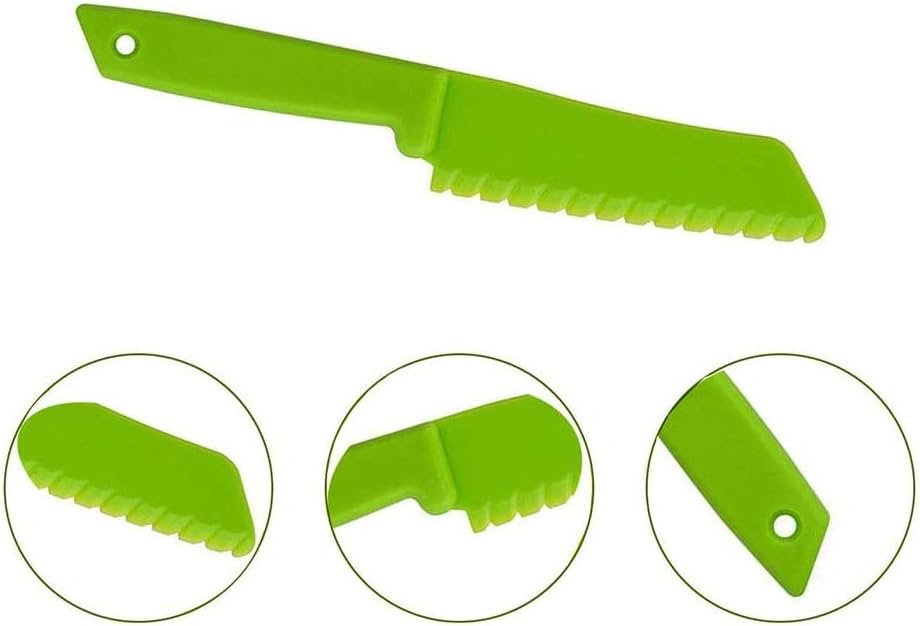5-delige kindermessen set van plastic en nylon voor veilig koken met fruitmes, broodmes, taartmes en salademes