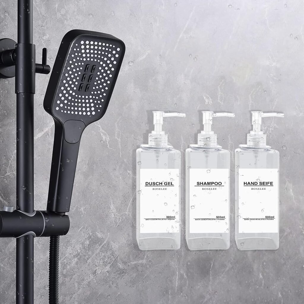 Zeepdispenser set van 3 met wandmontage zonder boren, 500 ml transparante pompdispensers voor keuken en badkamer