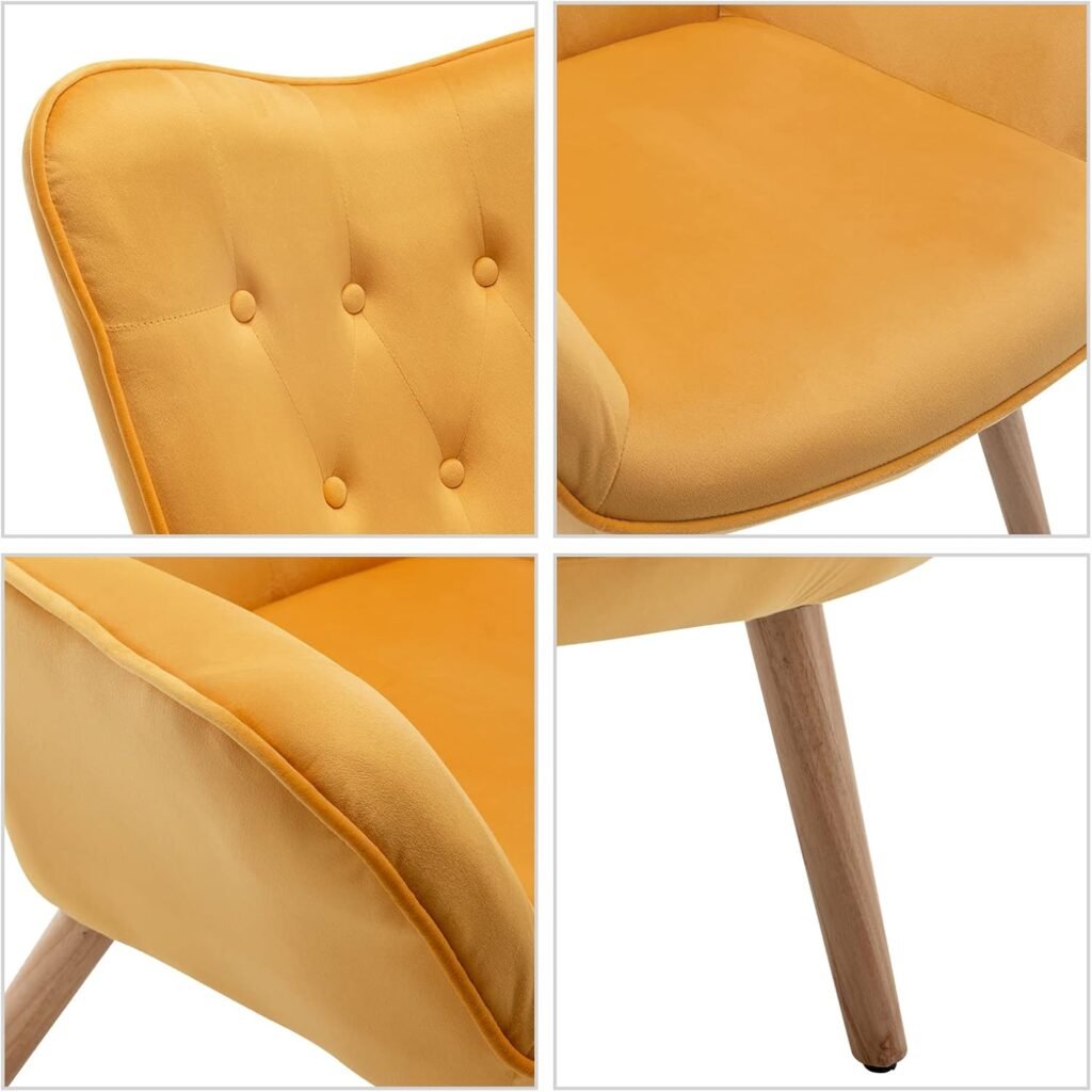 Fauteuil met voetensteun van velvet in geel voor woonkamer en slaapkamer