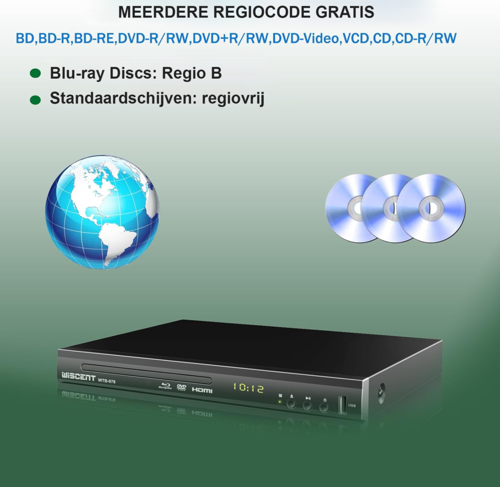Compacte Full HD Blu-ray speler met HDMI, USB en DVD ondersteuning voor TV