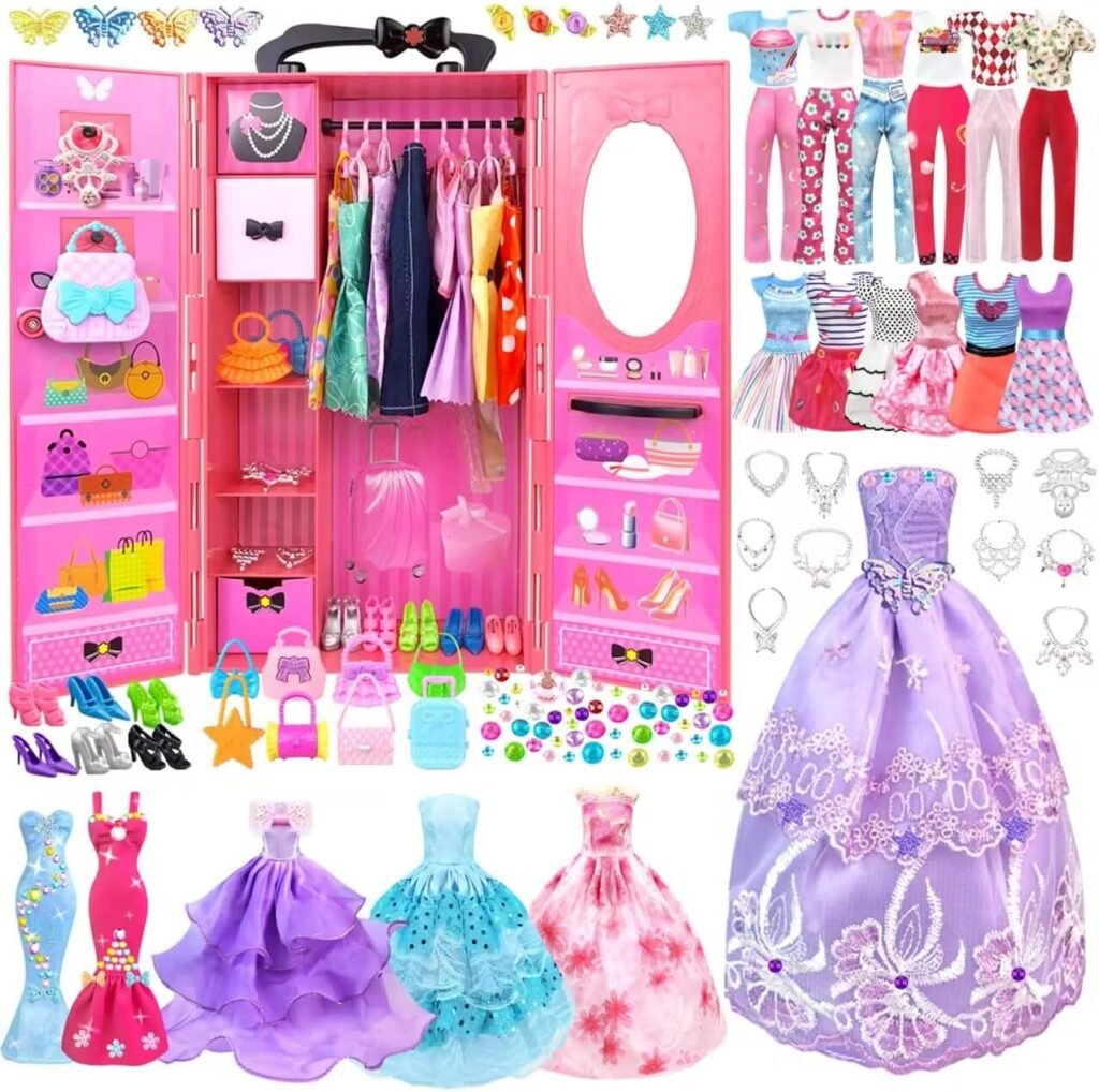 Poppenkast set met 8 handpoppen, kleding en accessoires voor kinderen en volwassenen