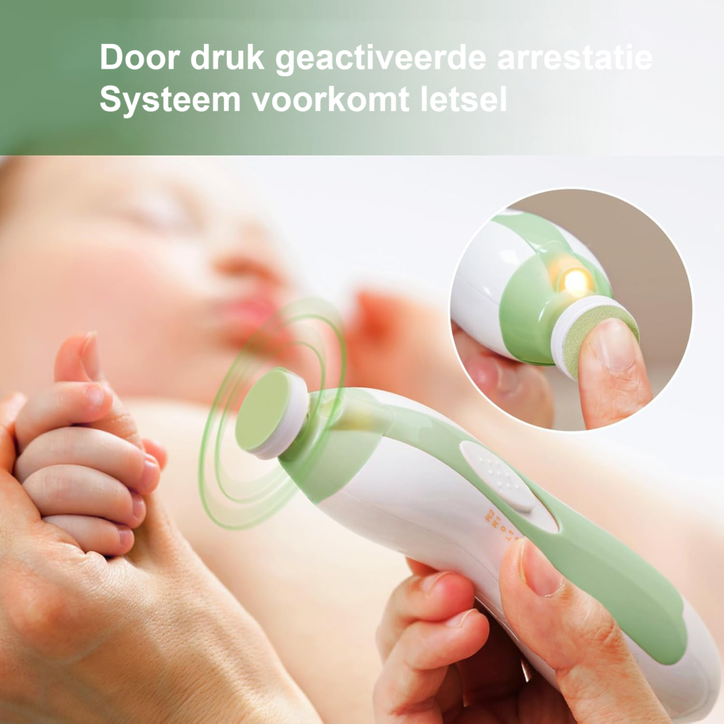 Elektrische baby nageltrimmer met 4 vervangende pads voor pasgeborenen, peuters en volwassenen, voor vingernagels en teennagels