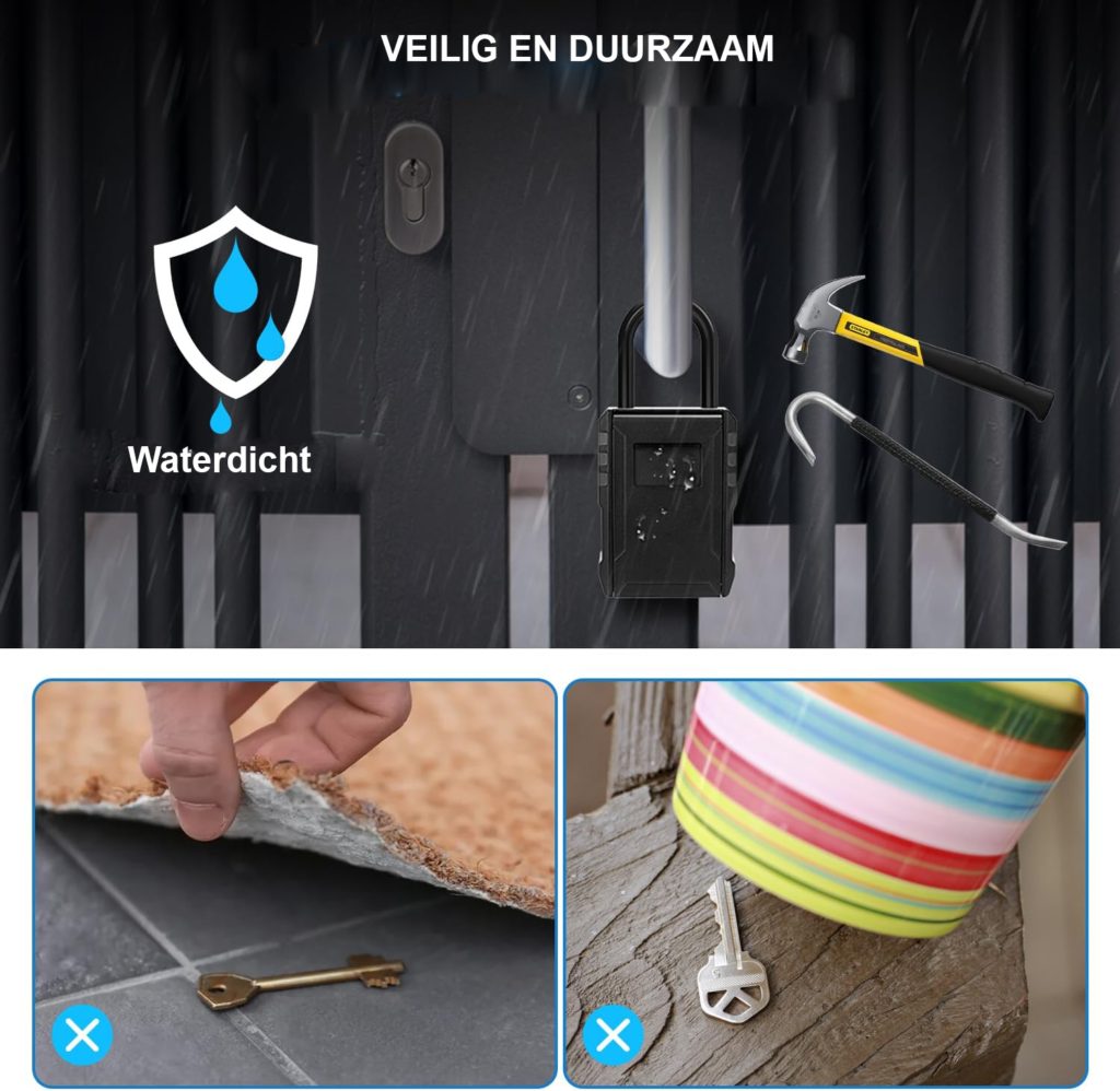 Sleutelkast met cijfercode voor buiten - weerbestendig, wandmontage, zwart