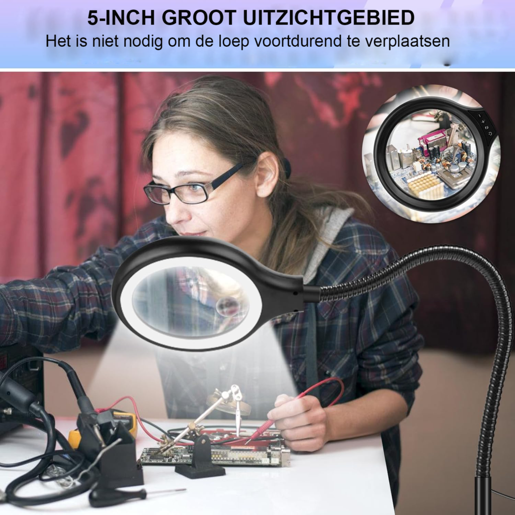 Vergrootglaslamp met verlichting 10x 30x en 36 LED's voor naaien en handwerken