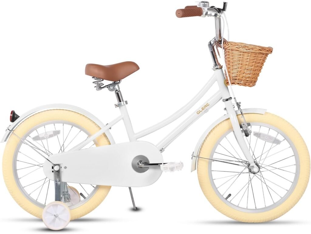 Meisjesfiets met mandje, bel en zijwieltjes 18 inch