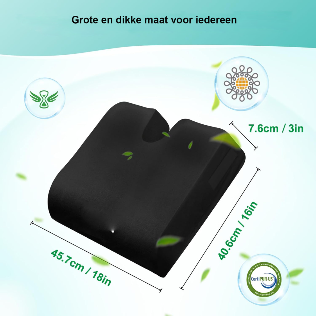Zitkussen voor rolstoel van ergonomisch traagschuim, rechthoekig stuitkussen