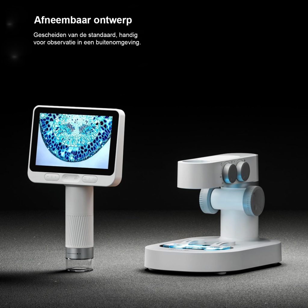 Digitale microscoop 1600x met 1080p HD, 4 inch IPS-scherm en 8 verstelbare LED-lichten