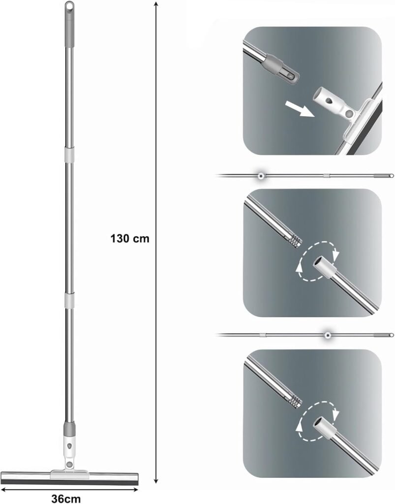 Douchewisser 133 cm - Vloertrekker voor badkamer, ramen en spiegels - Rubberen lip - Water-, zeep- en dierenhaarverwijderaar