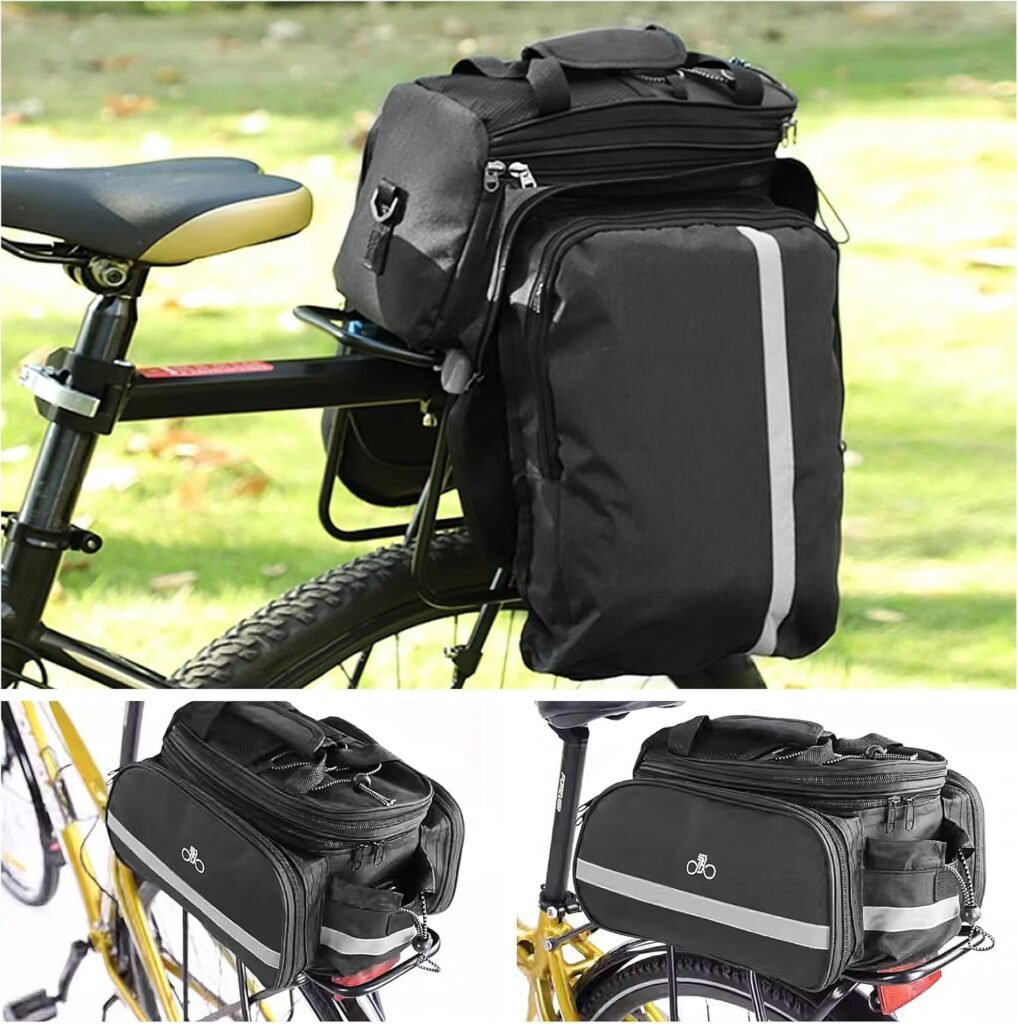 Fietstas voor bagagedrager 10-20 liter, waterdicht en reflecterend met vouwbare zijvakken
