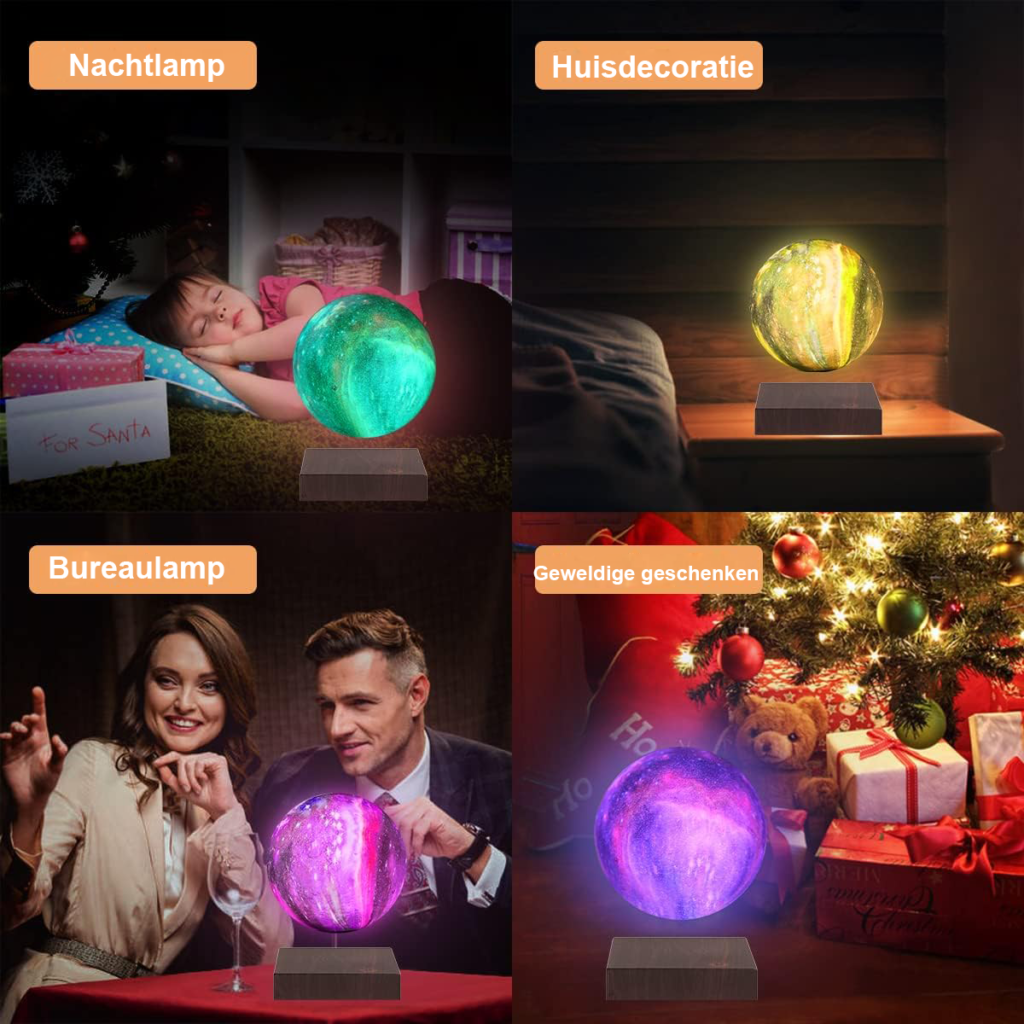 Magnetische zwevende wereldbol met roterende LED-verlichting voor thuis of kantoor