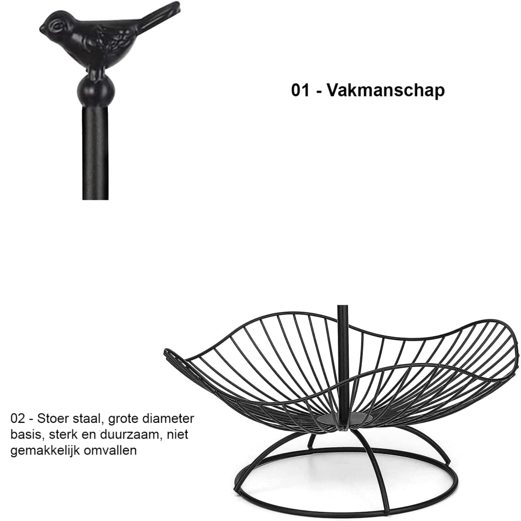 3-Laagse Fruittoren Zwart - Metalen Fruitmand Voor Fruit En Groenten - Fruitstand Met 3 Opbergbakken - 31 x 25 x 20 cm